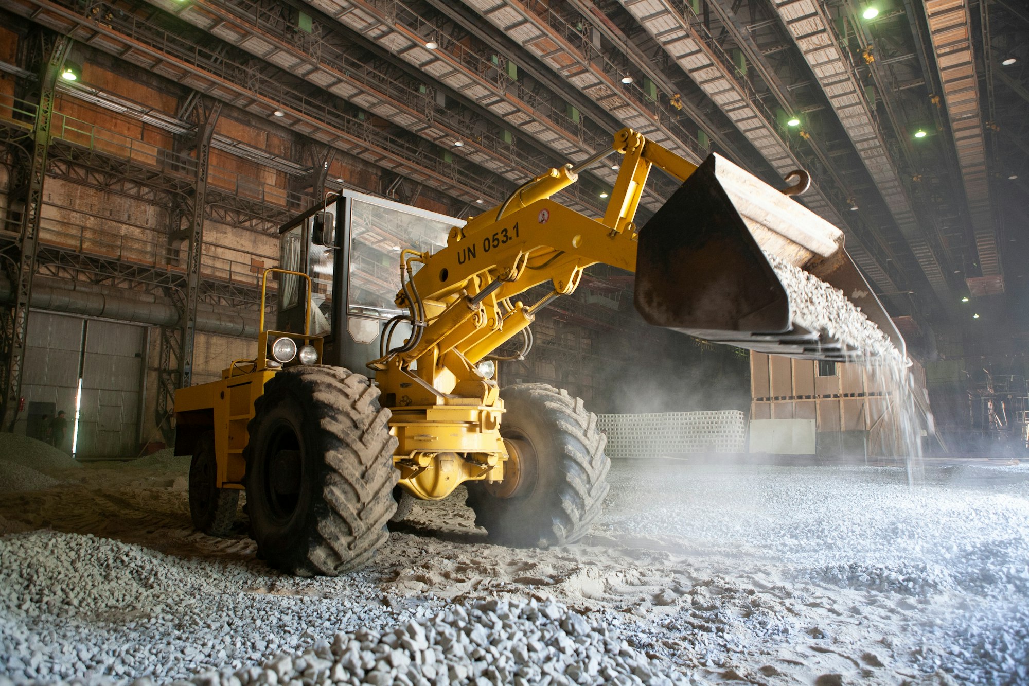 Excavator at work. Heavy machinery on construction site.